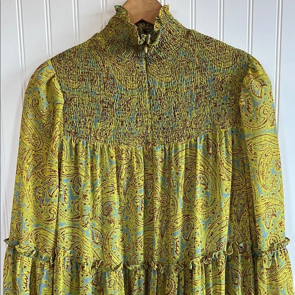 Cinq à Sept Rika printed high/low dress Long Sleeve sheer size 4 floral - Picture 11 of 12